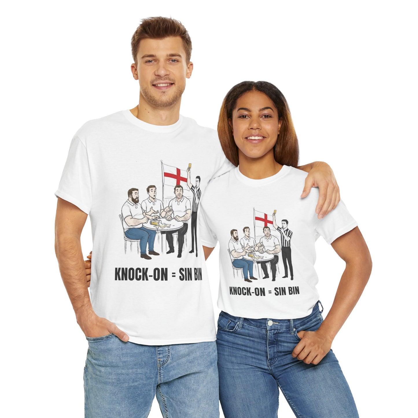 English Rugby & Beer T-Shirt – Yellow Card Pint Spill | Funny Rugby Fans Tee