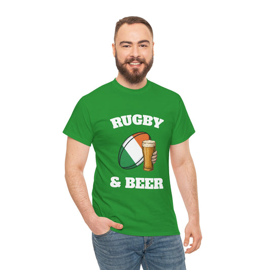 Irish Rugby & Beer T-Shirt – Perfect for Match Days, Gifts & Lads Trips