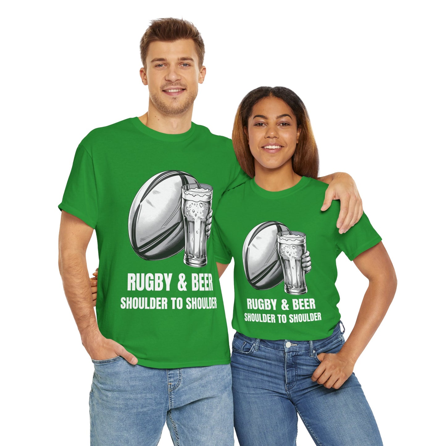 Rugby & Beer “Shoulder to Shoulder” T-Shirt – Irish Rugby Fan Matchday Gift