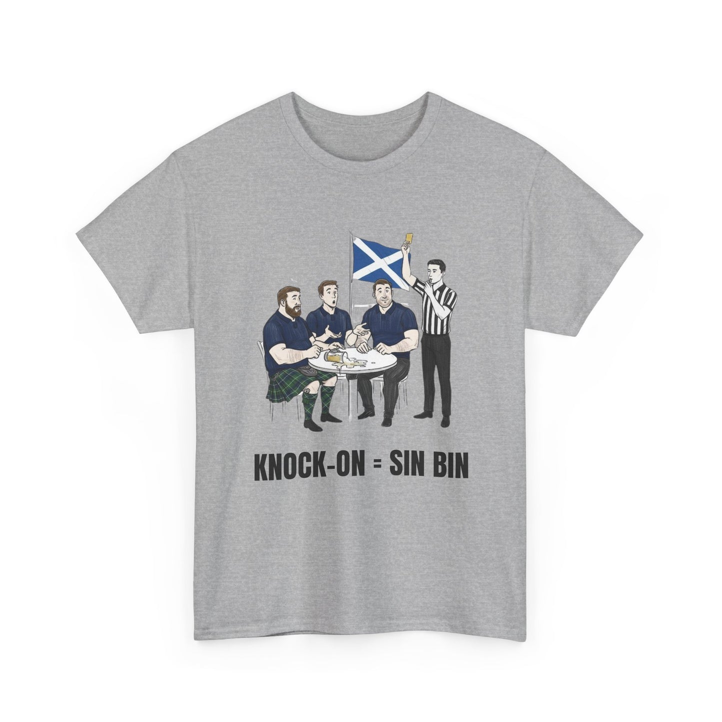 Scottish Rugby & Beer T-Shirt – Yellow Card Pint Spill | Funny Rugby Fans Tee
