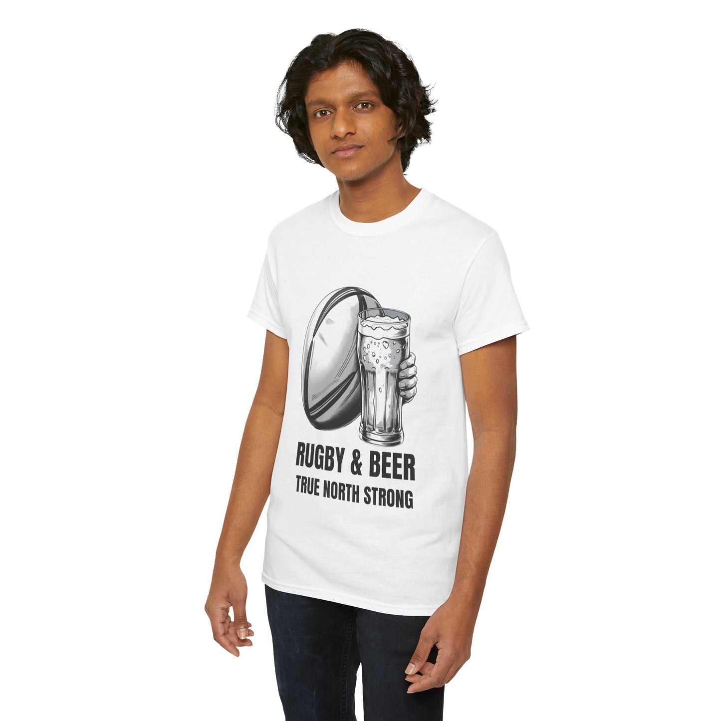 Rugby & Beer ¨True North Strong¨T-Shirt - Canadian Rugby Fan Matchday Gift