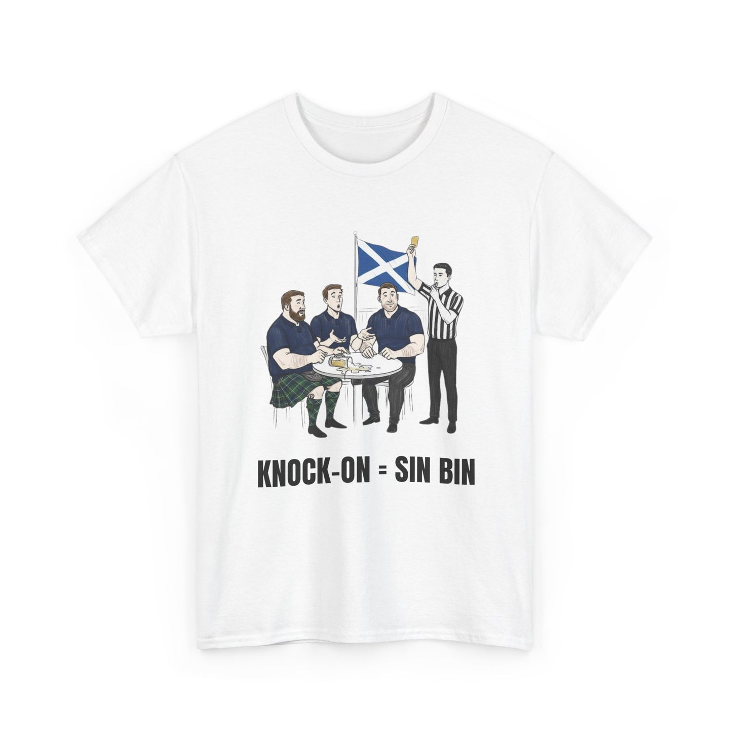 Scottish Rugby & Beer T-Shirt – Yellow Card Pint Spill | Funny Rugby Fans Tee