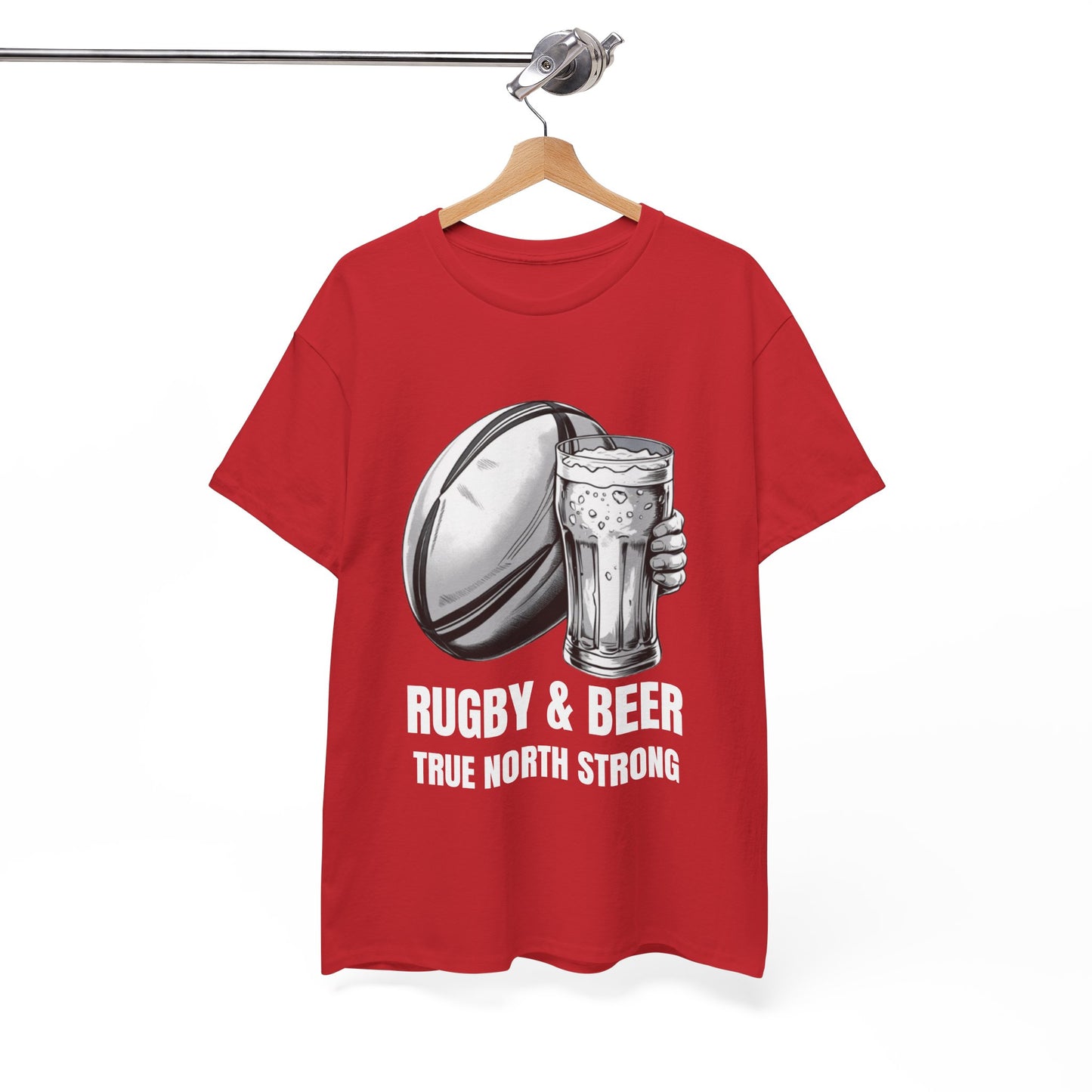 Rugby & Beer ¨True North Strong¨T-Shirt - Canadian Rugby Fan Matchday Gift