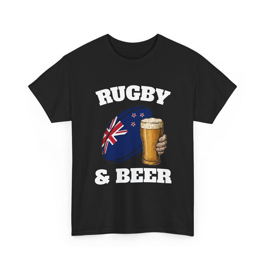 Rugby & Beer New Zealand T-Shirt – Kiwi Rugby Fans Match Day Tee