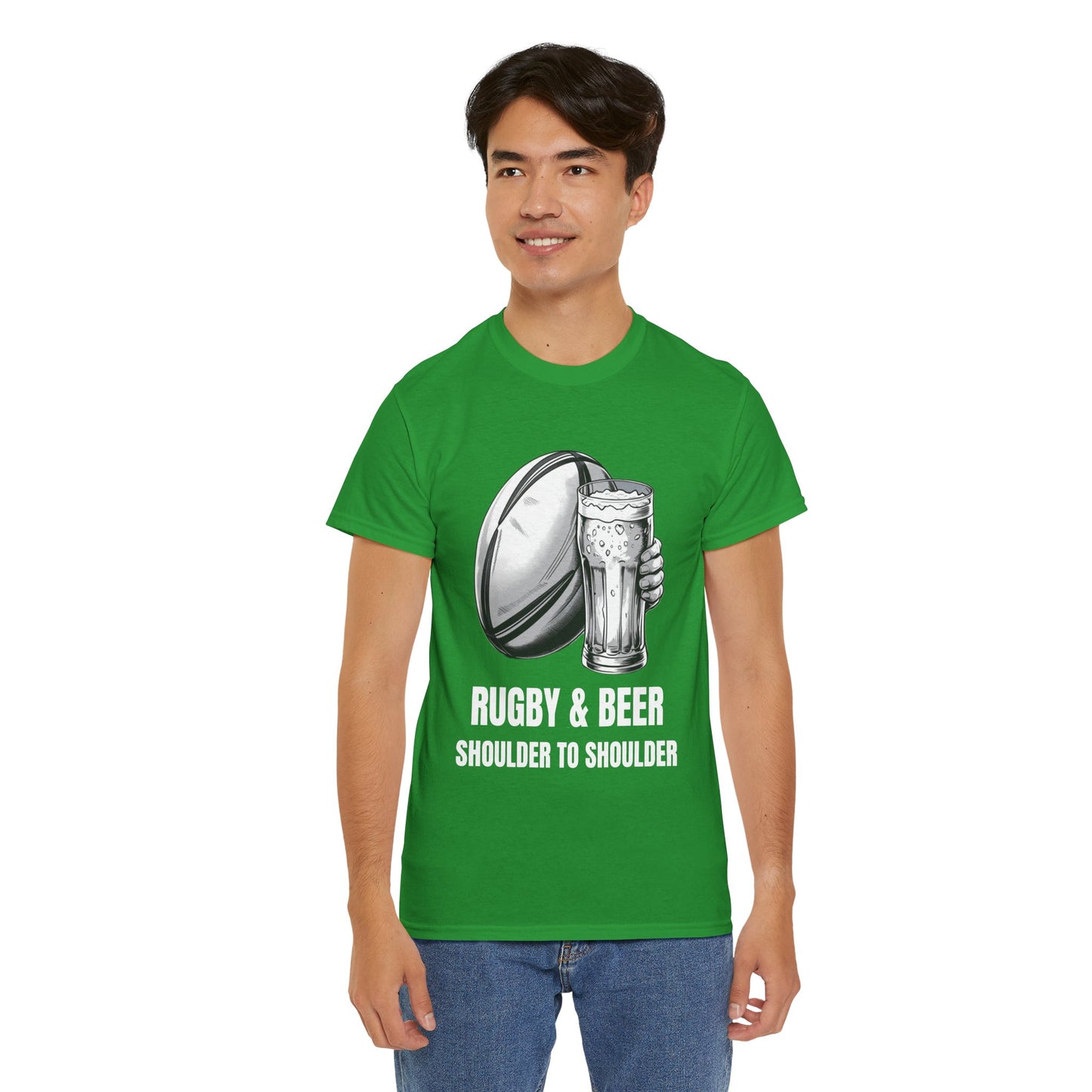 Rugby & Beer “Shoulder to Shoulder” T-Shirt – Irish Rugby Fan Matchday Gift