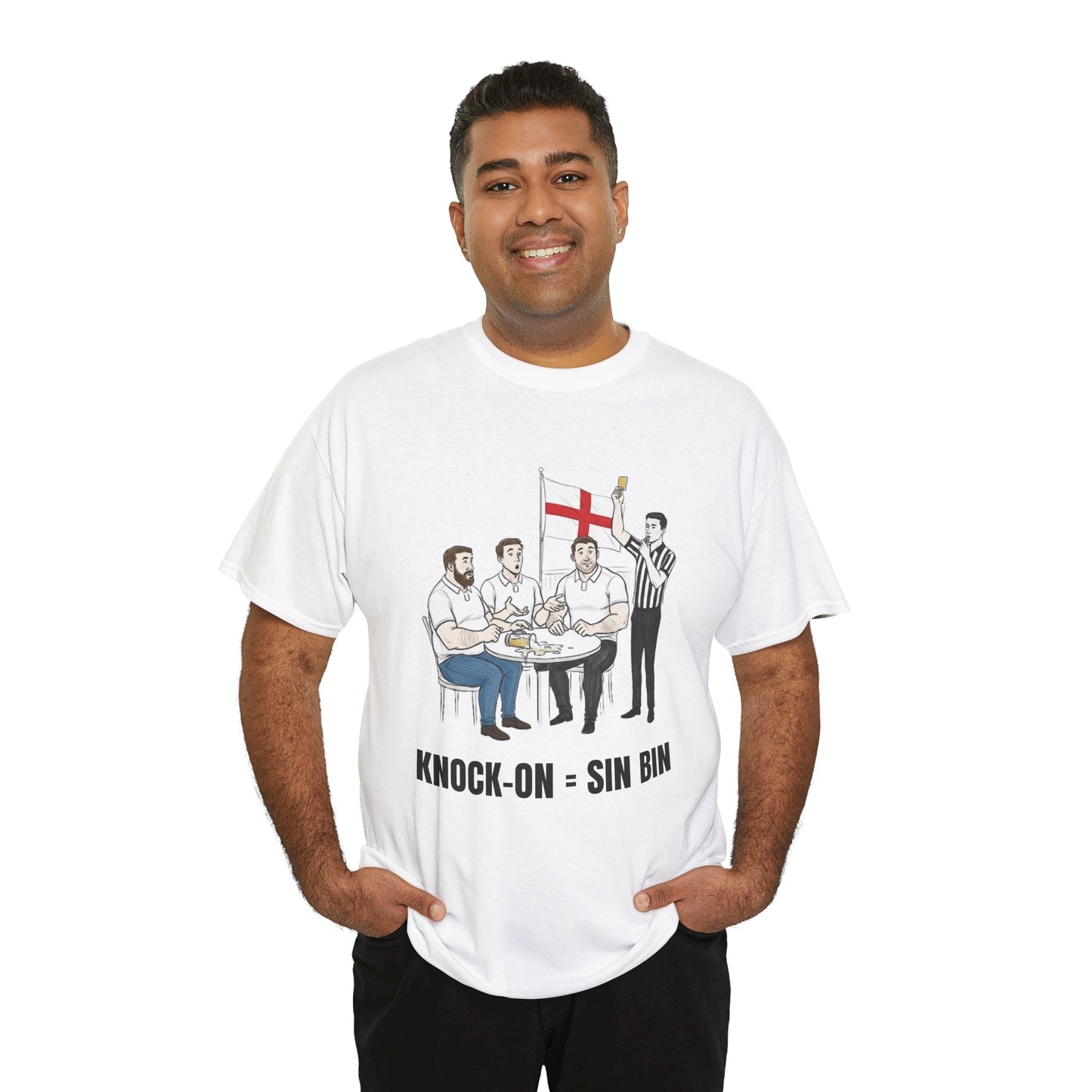 English Rugby & Beer T-Shirt – Yellow Card Pint Spill | Funny Rugby Fans Tee