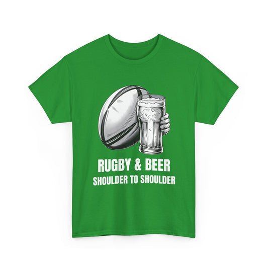 Rugby & Beer “Shoulder to Shoulder” T-Shirt – Irish Rugby Fan Matchday Gift