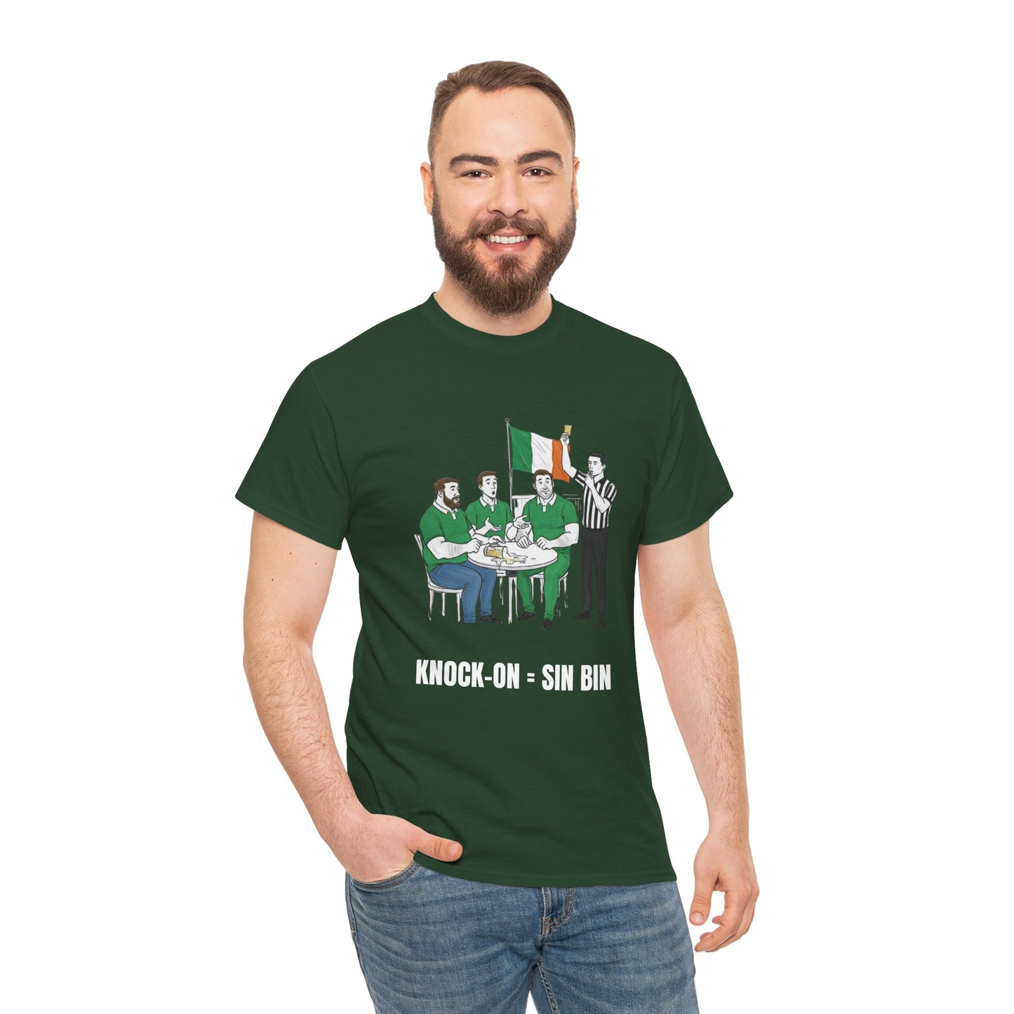 Irish Rugby & Beer T-Shirt – Yellow Card Pint Spill | Funny Rugby Fans Tee
