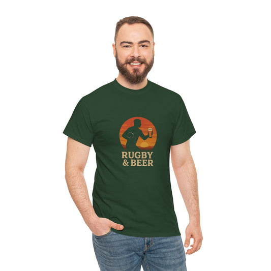 Rugby & Beer T-Shirt | Funny Rugby Gift for Men & Dads | Match Day Cotton Tee