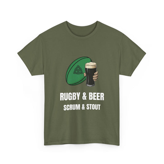 Ireland Rugby & Beer T-Shirt - Scrum & Stout Fan Tee | Match Day Gift