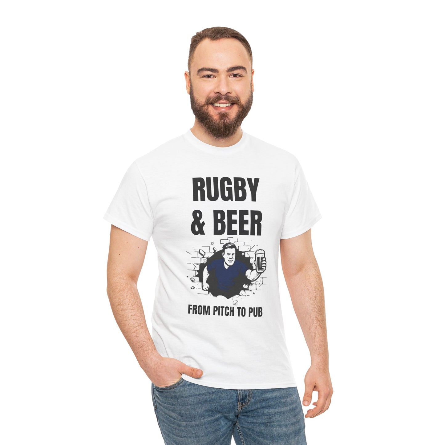 Rugby & Beer T-Shirt – From the Pitch to the Pub | Scottish Rugby Fans Tee