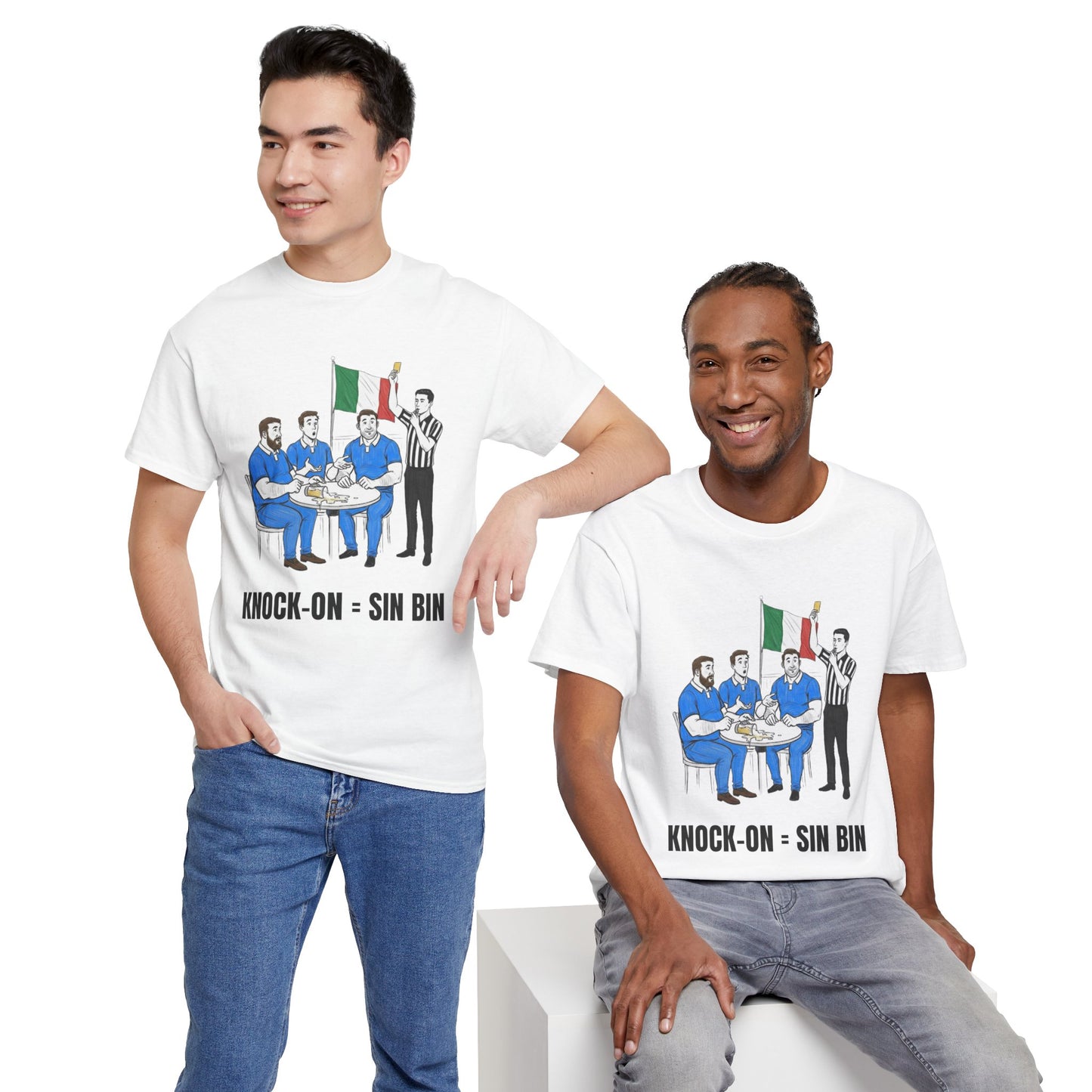 Italian Rugby & Beer T-Shirt – Yellow Card Pint Spill | Funny Rugby Fans Tee