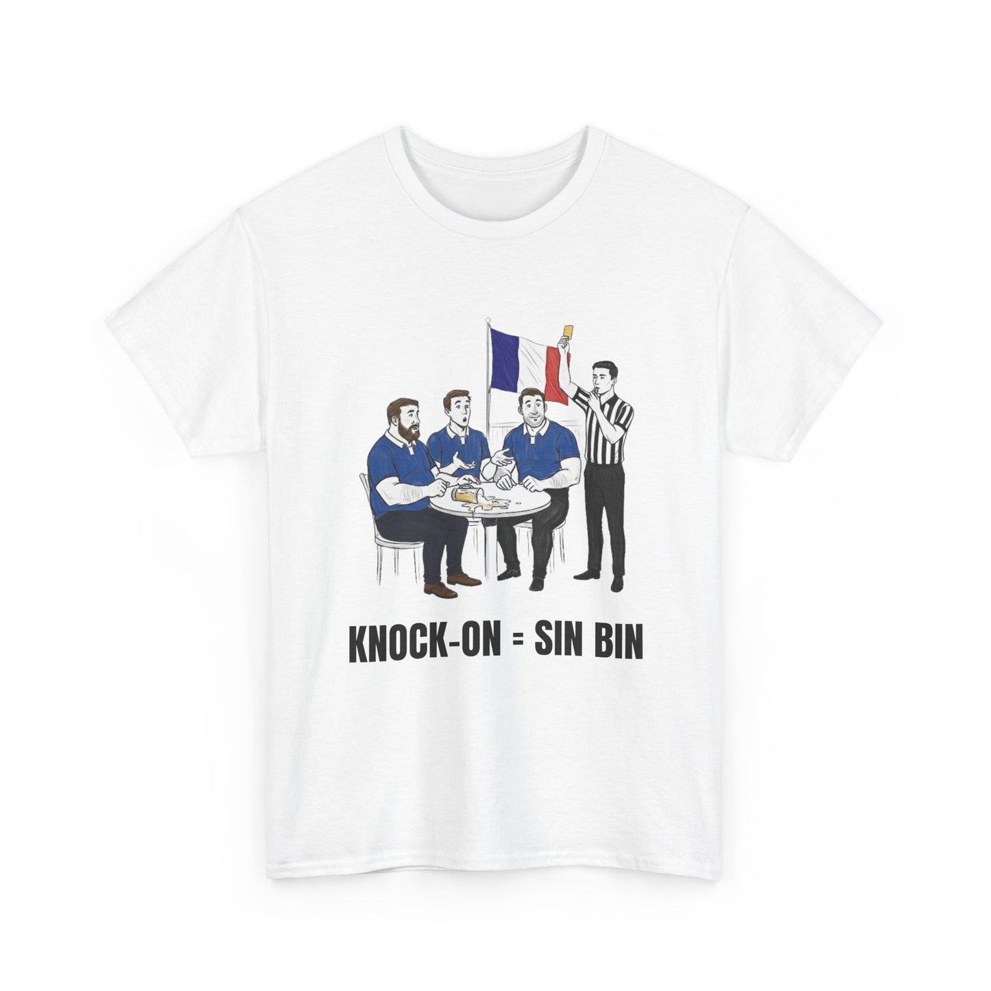 French Rugby & Beer T-Shirt – Yellow Card Pint Spill | Funny Rugby Fans Tee