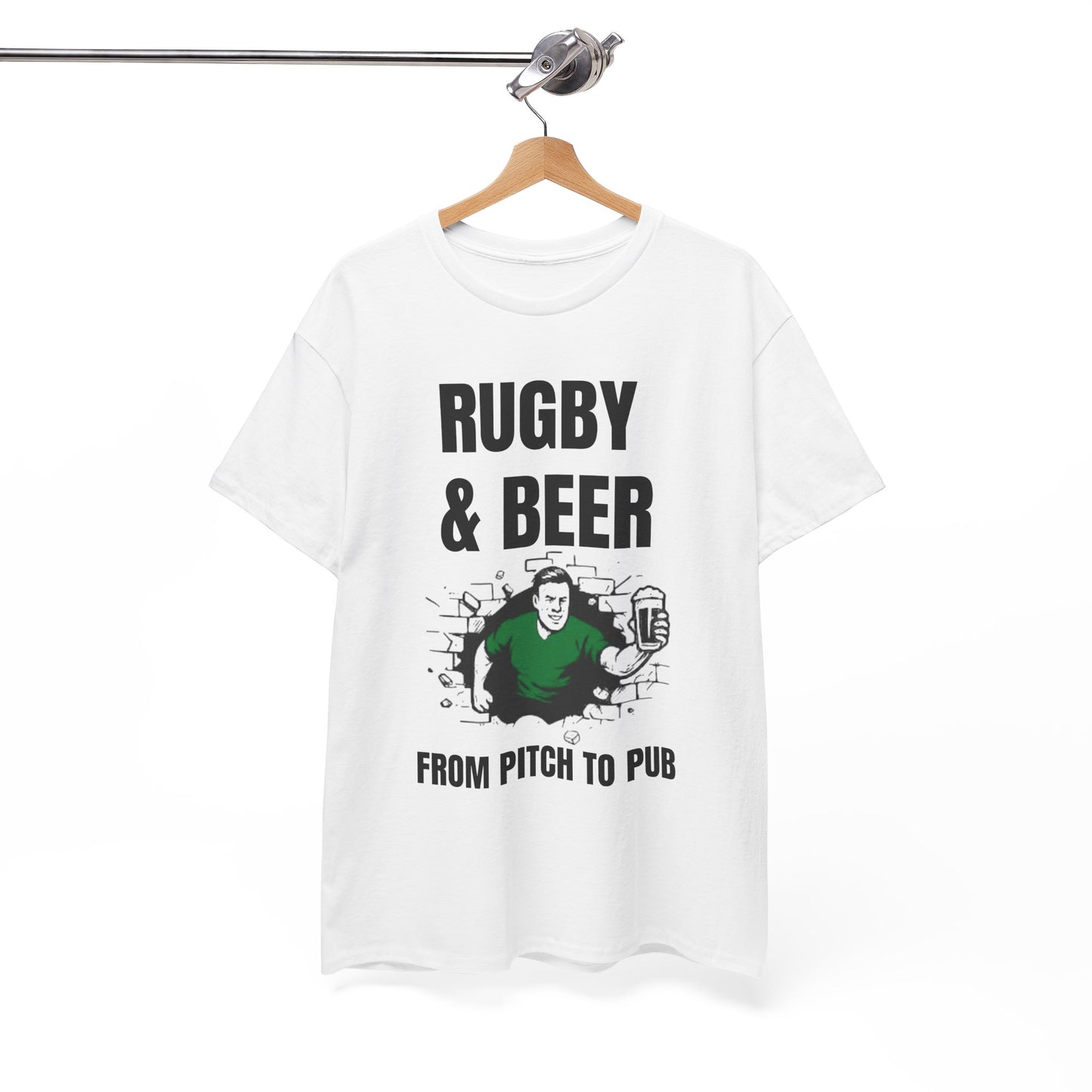 Rugby & Beer T-Shirt – From the Pitch to the Pub | Irish Rugby Fans Tee