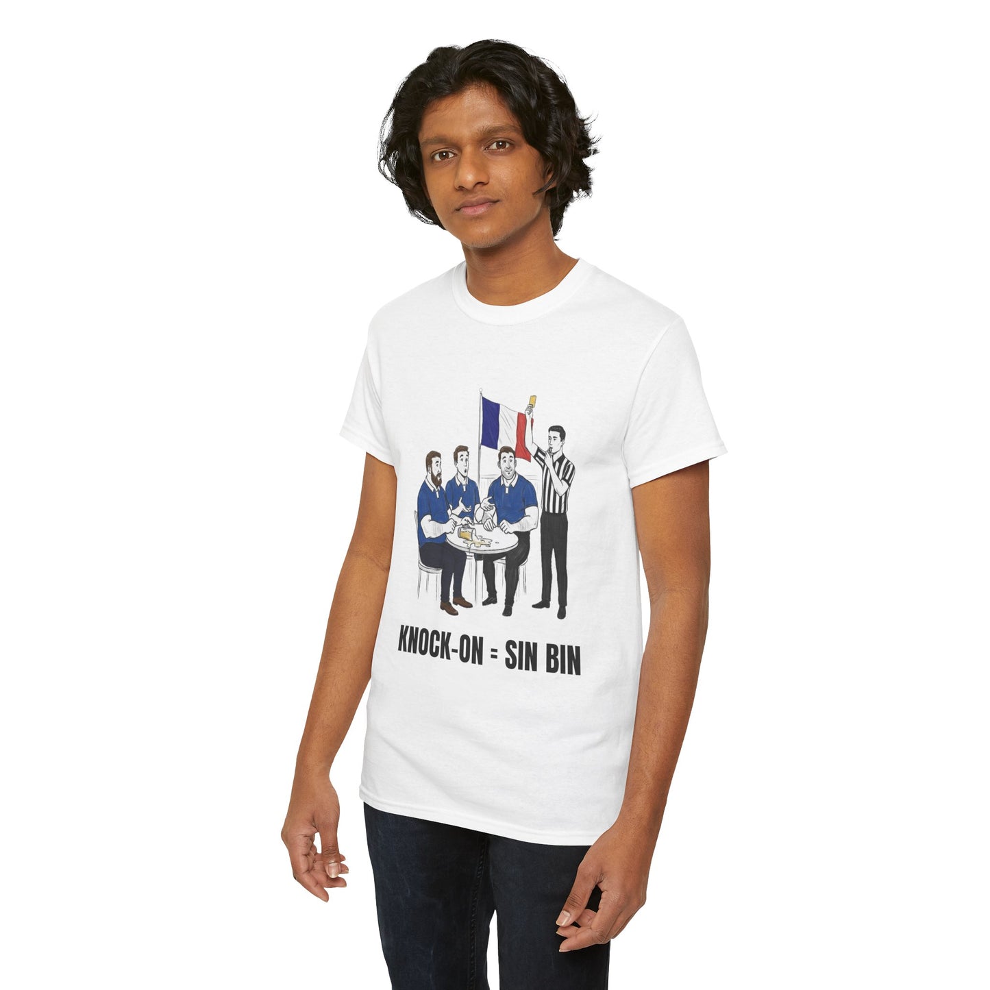 French Rugby & Beer T-Shirt – Yellow Card Pint Spill | Funny Rugby Fans Tee