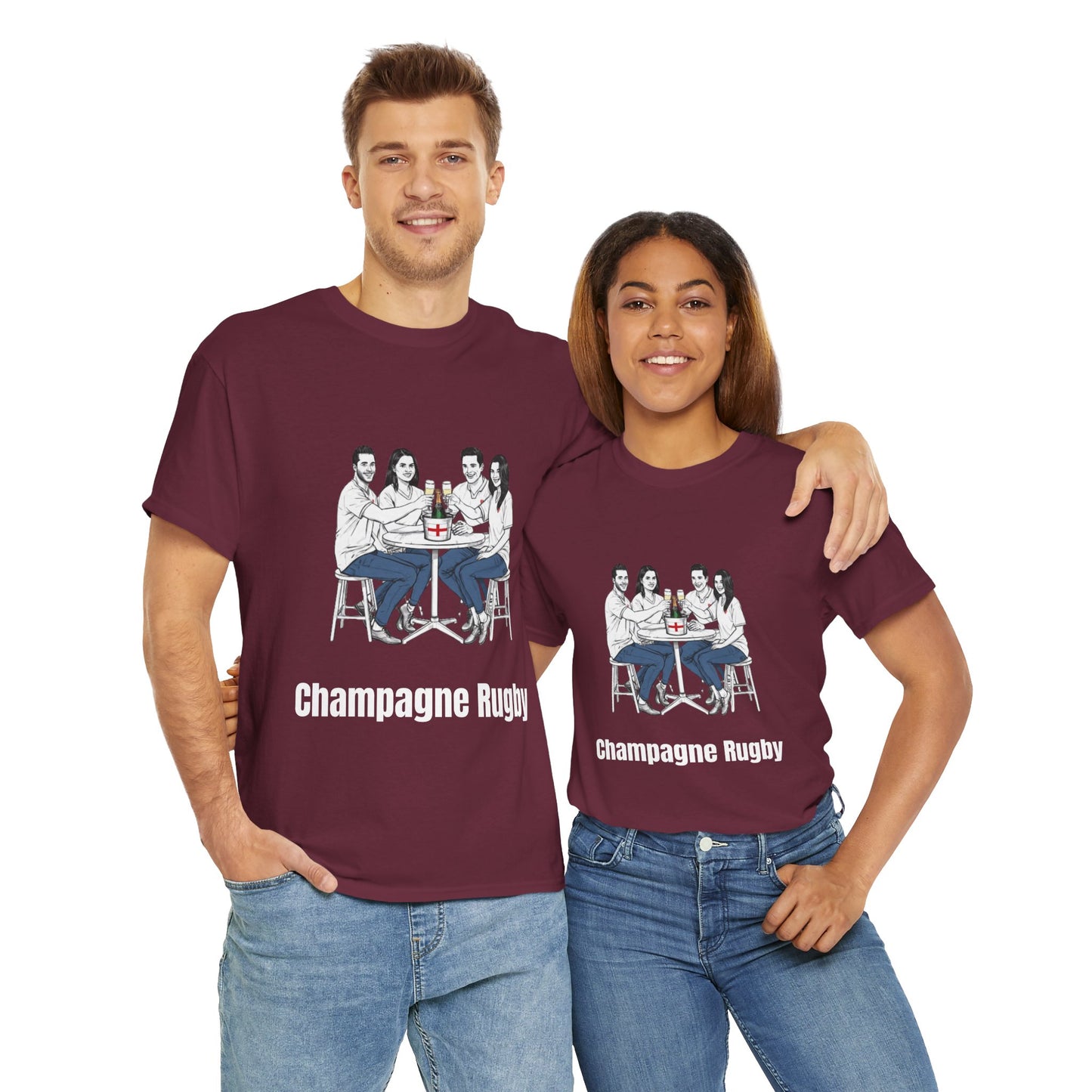 Champagne Rugby T-Shirt - Six Nations English Fan Gift