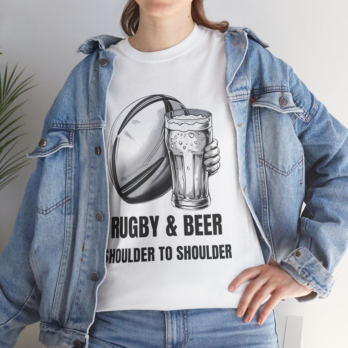 Rugby & Beer “Shoulder to Shoulder” T-Shirt – Irish Rugby Fan Matchday Gift