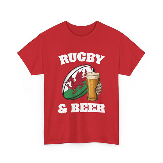Wales Rugby & Beer T-Shirt – Perfect for Match Days, Gifts & Lads Trips