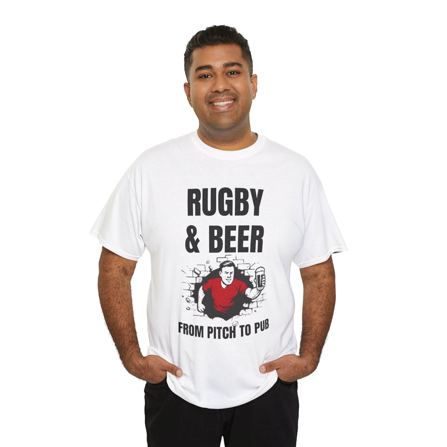 Rugby & Beer T-Shirt – From the Pitch to the Pub | Welsh Rugby Fans Tee