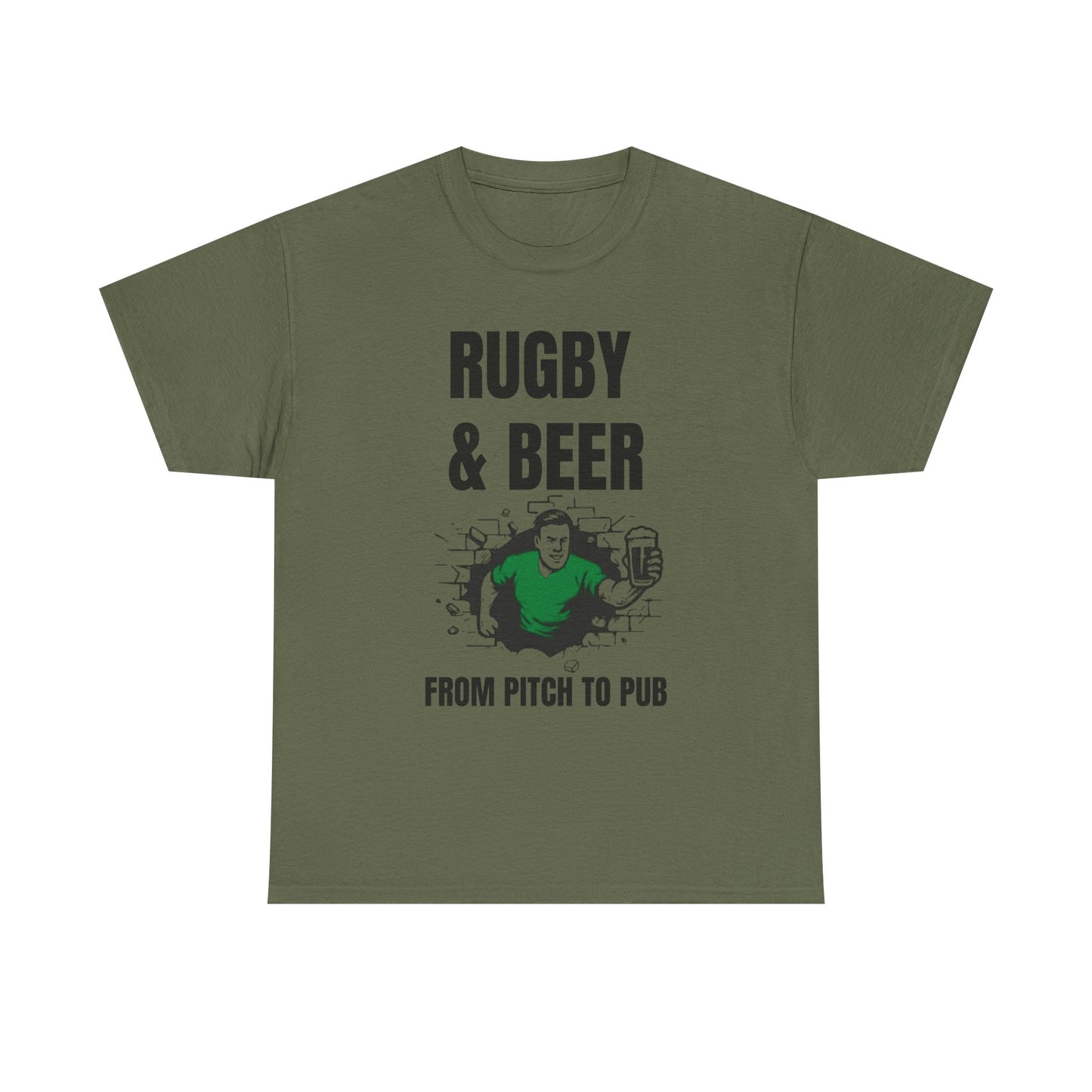 Rugby & Beer T-Shirt – From the Pitch to the Pub | Irish Rugby Fans Tee
