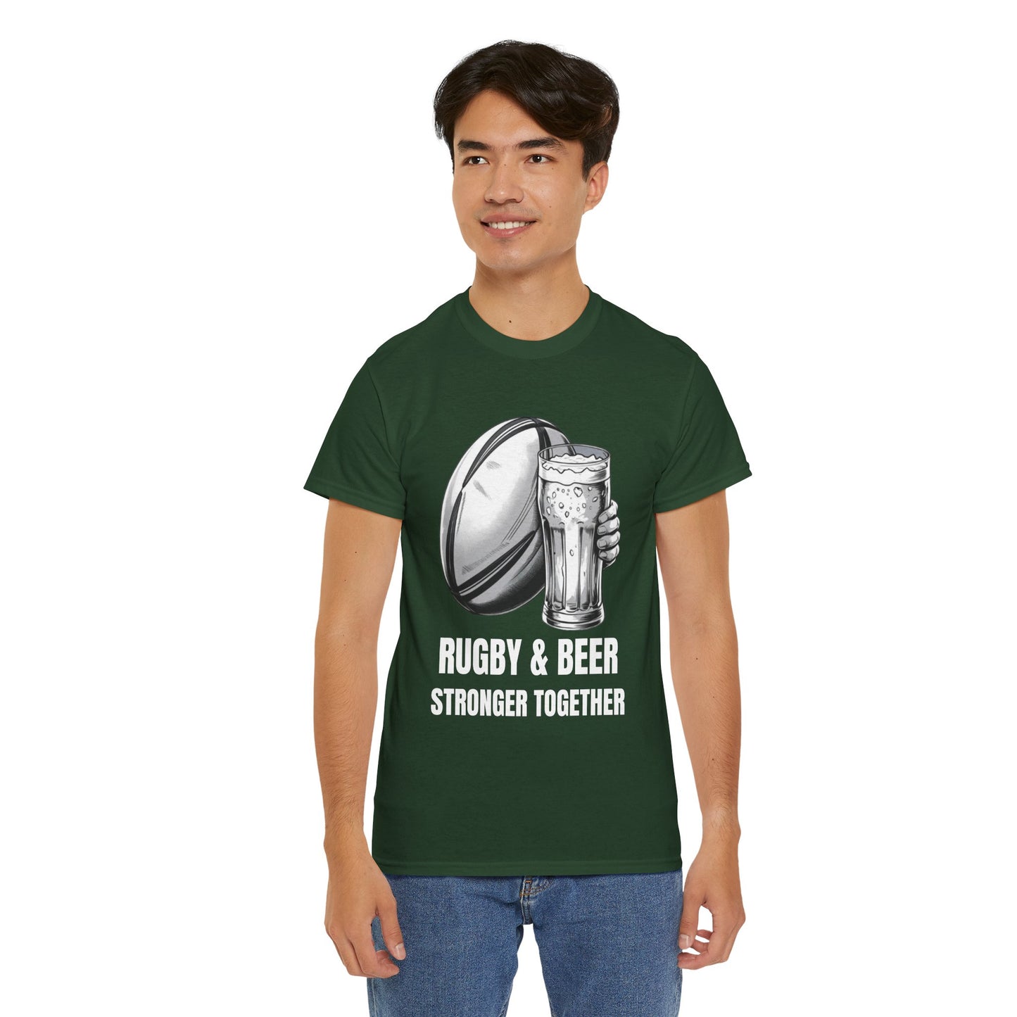 Rugby & Beer ¨Stronger together¨ T-Shirt - South African Rugby Fan Matchday Gift
