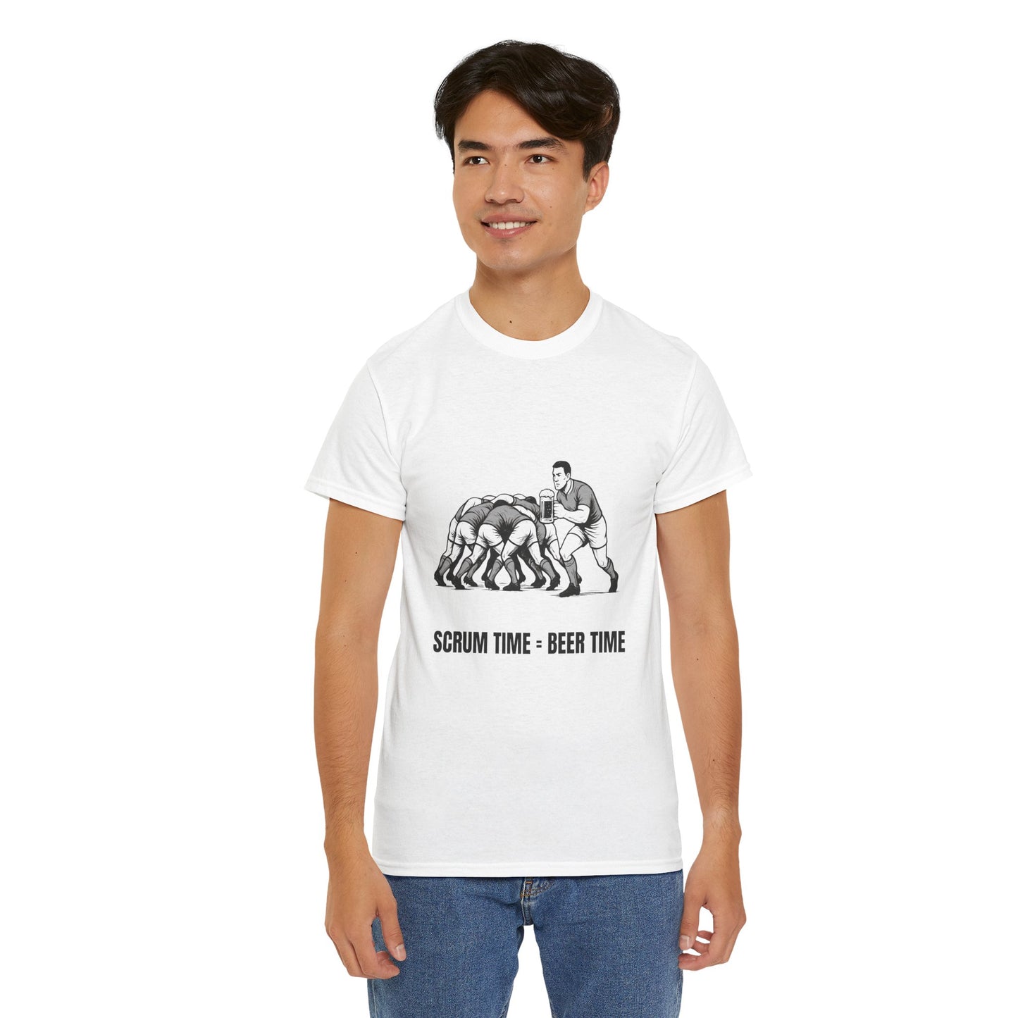 Scrum Time Beer Time Unisex Heavy Cotton Tee, Rugby Shirt, Sports Fan Gift, Casual Wear, Beer Lover Apparel