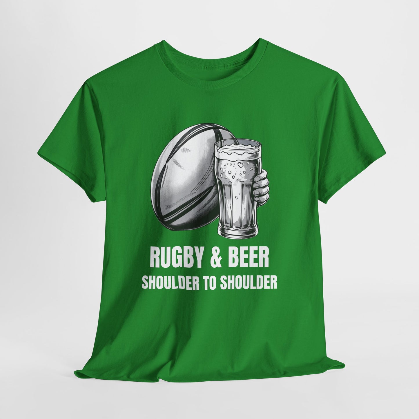 Rugby & Beer “Shoulder to Shoulder” T-Shirt – Irish Rugby Fan Matchday Gift