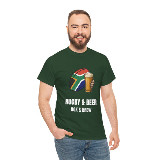 Rugby & Beer ¨Bok & Brew¨ T-Shirt - South African Rugby Fan Matchday Gift