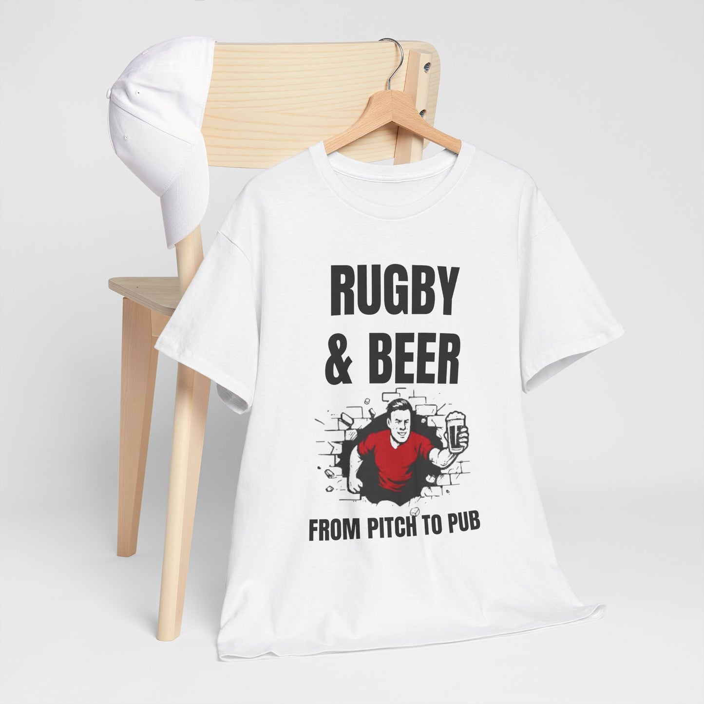 Rugby & Beer T-Shirt – From the Pitch to the Pub | Welsh Rugby Fans Tee
