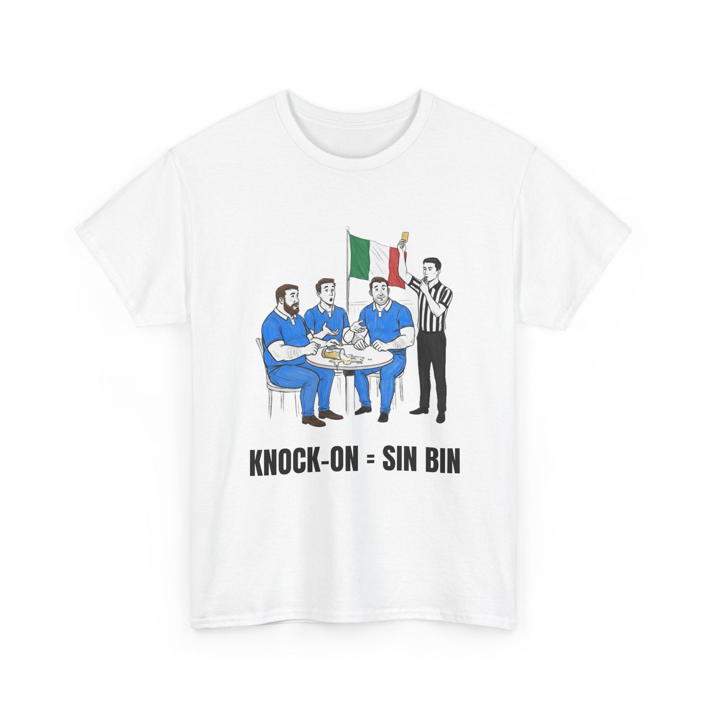 Italian Rugby & Beer T-Shirt – Yellow Card Pint Spill | Funny Rugby Fans Tee