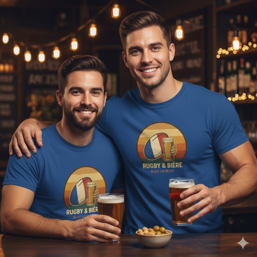 Vintage French Rugby T-Shirt | Rugby & Bière “Allez Les Bleus” – Funny France Rugby Tee