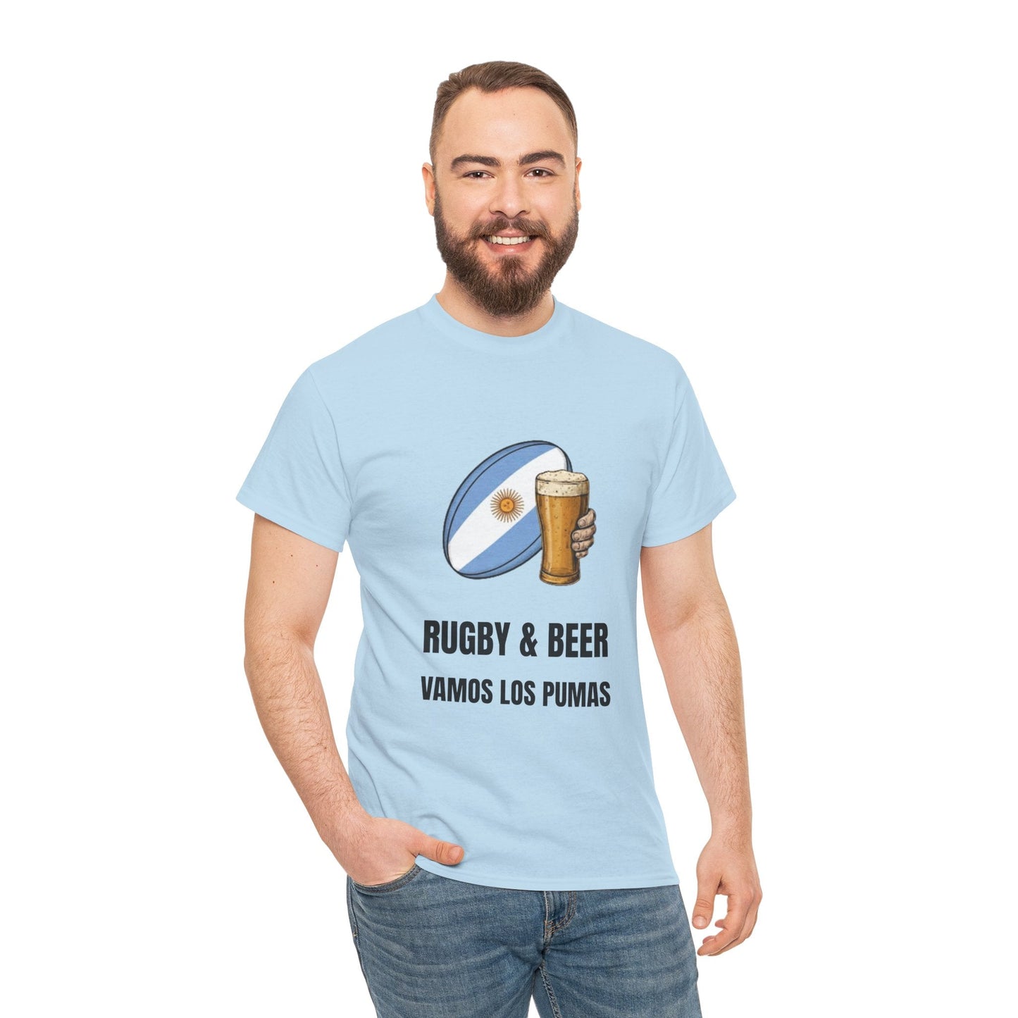 Argentina Rugby & Beer T-Shirt - Vamos Los Pumas Fan Tee | Match Day Apparel - Rugby & Beer