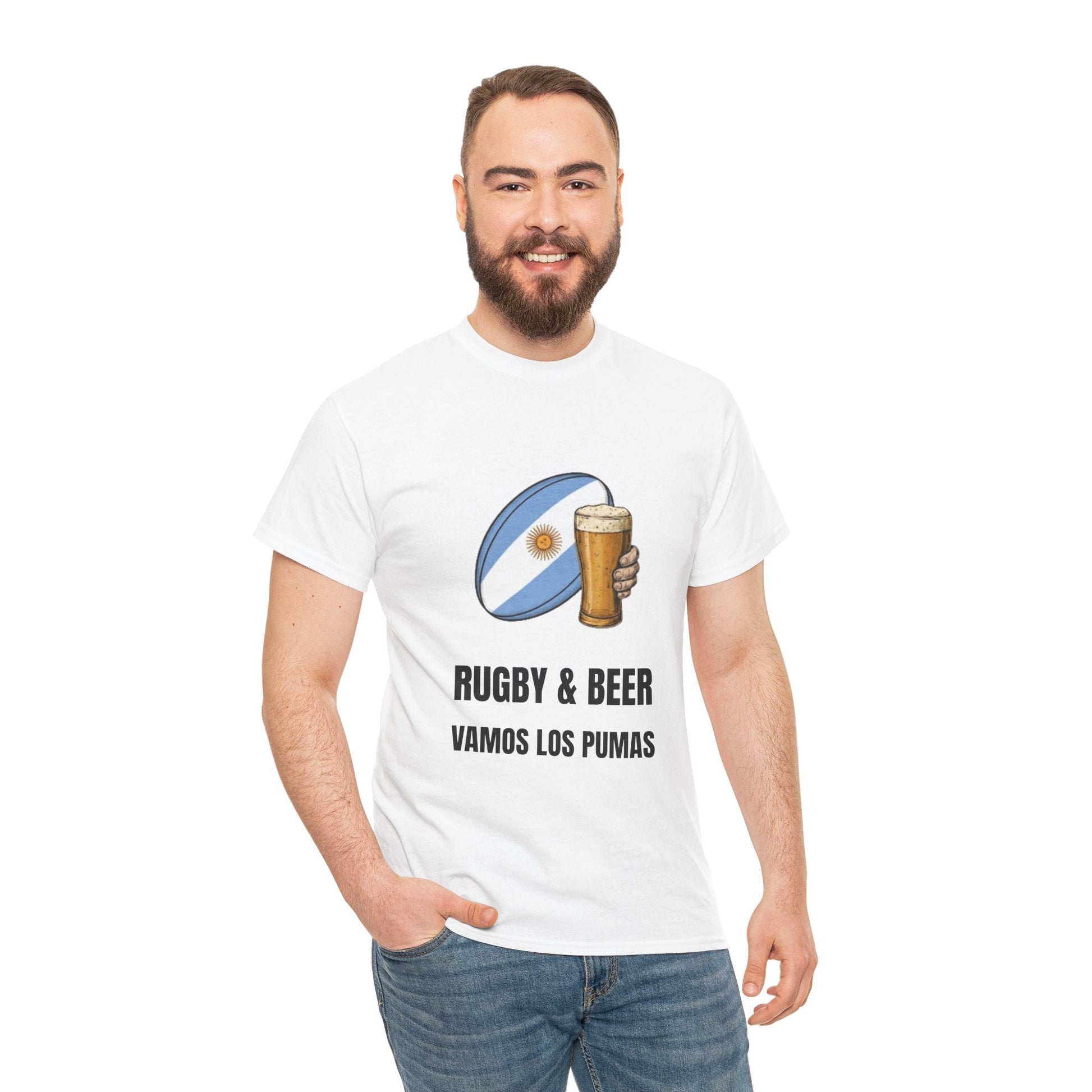 Argentina Rugby & Beer T-Shirt - Vamos Los Pumas Fan Tee | Match Day Apparel - Rugby & Beer