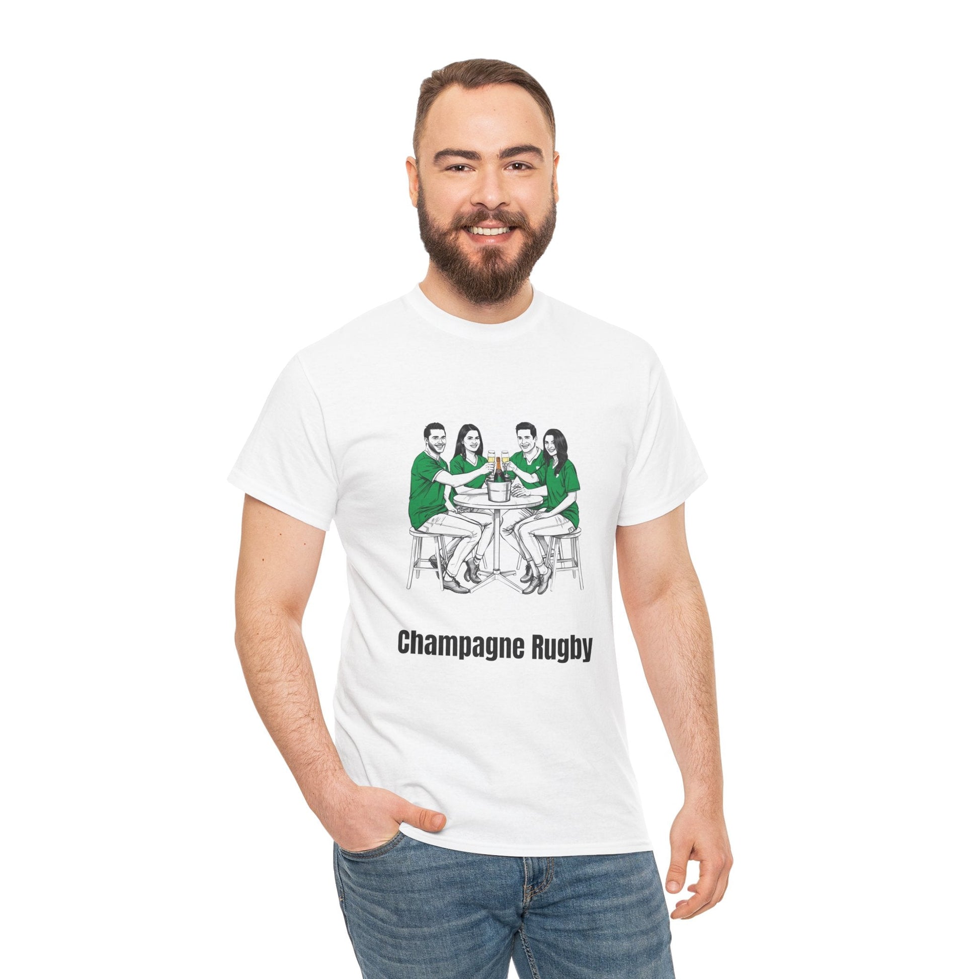 Champagne Rugby T-Shirt – Irish Rugby Fan Gift - Rugby & Beer