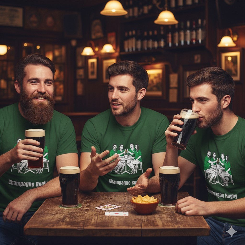 Champagne Rugby T-Shirt – Irish Rugby Fan Gift - Rugby & Beer