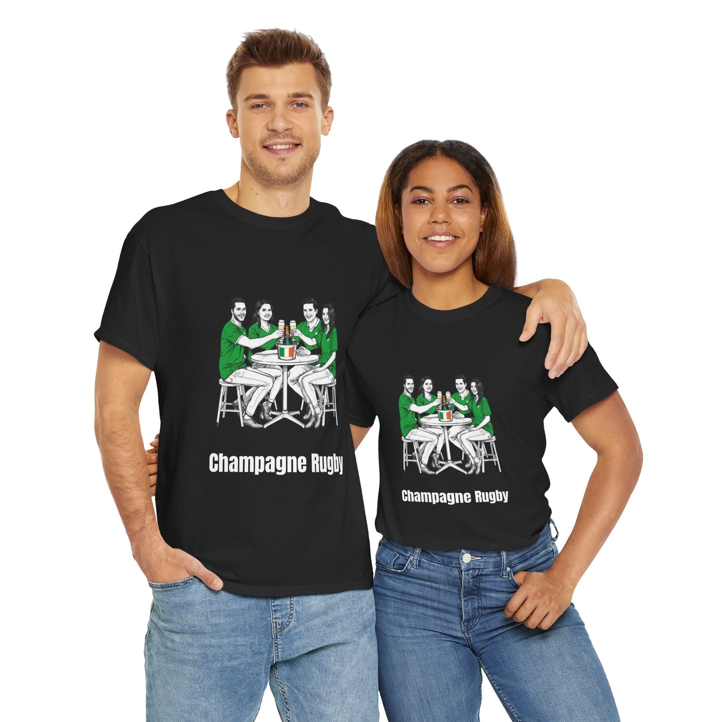 Champagne Rugby T-Shirt – Irish Rugby Fan Gift - Rugby & Beer
