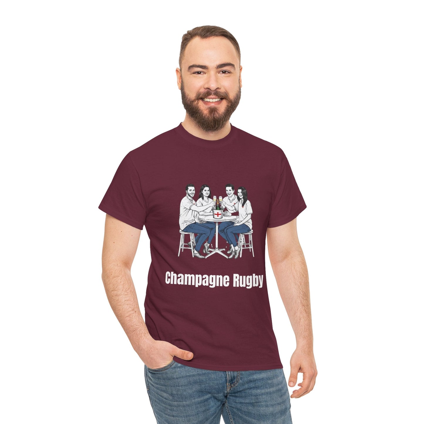 Champagne Rugby T-Shirt - Six Nations English Fan Gift - Rugby & Beer