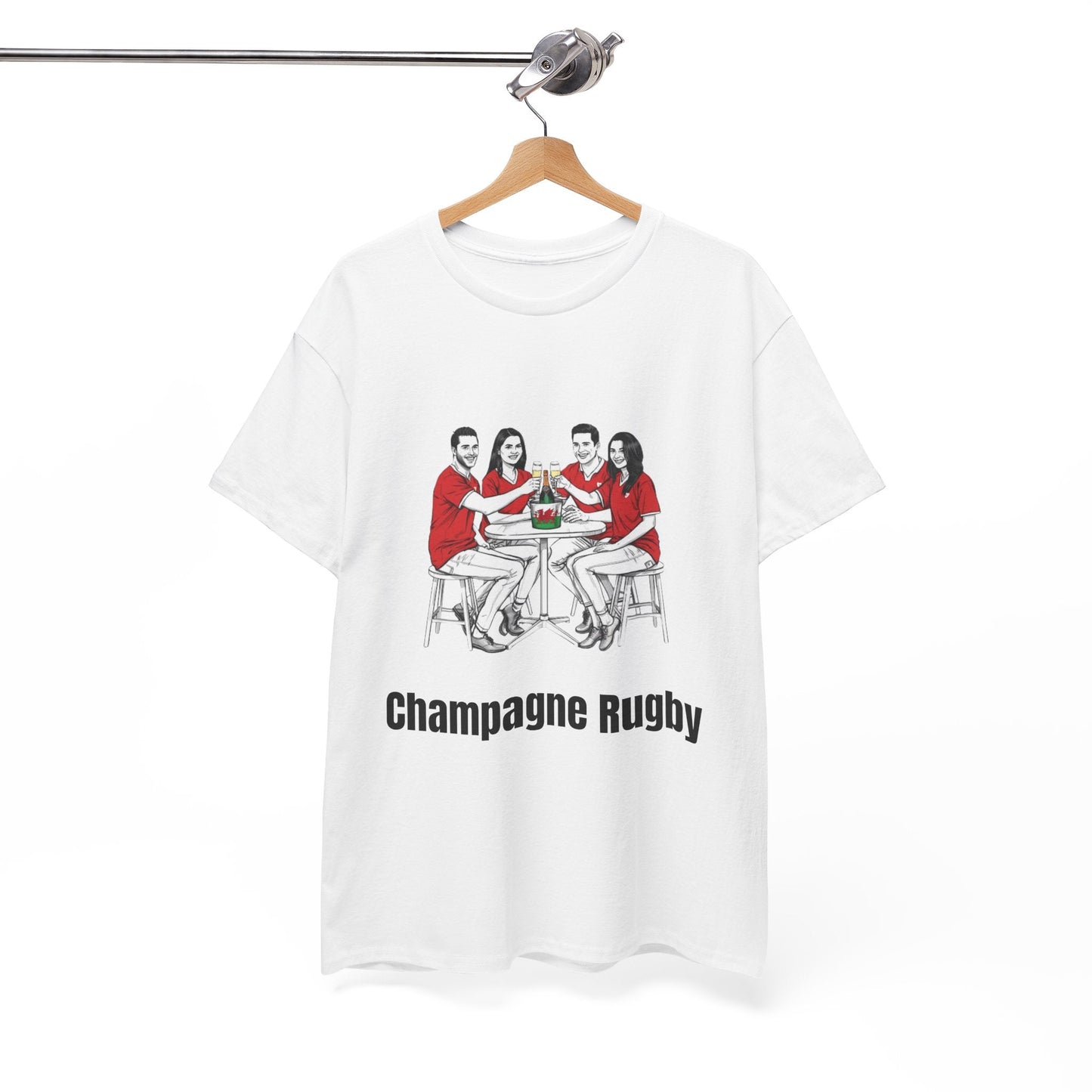 Champagne Rugby T-shirt - Six Nations Wales Fan Gift - Rugby & Beer