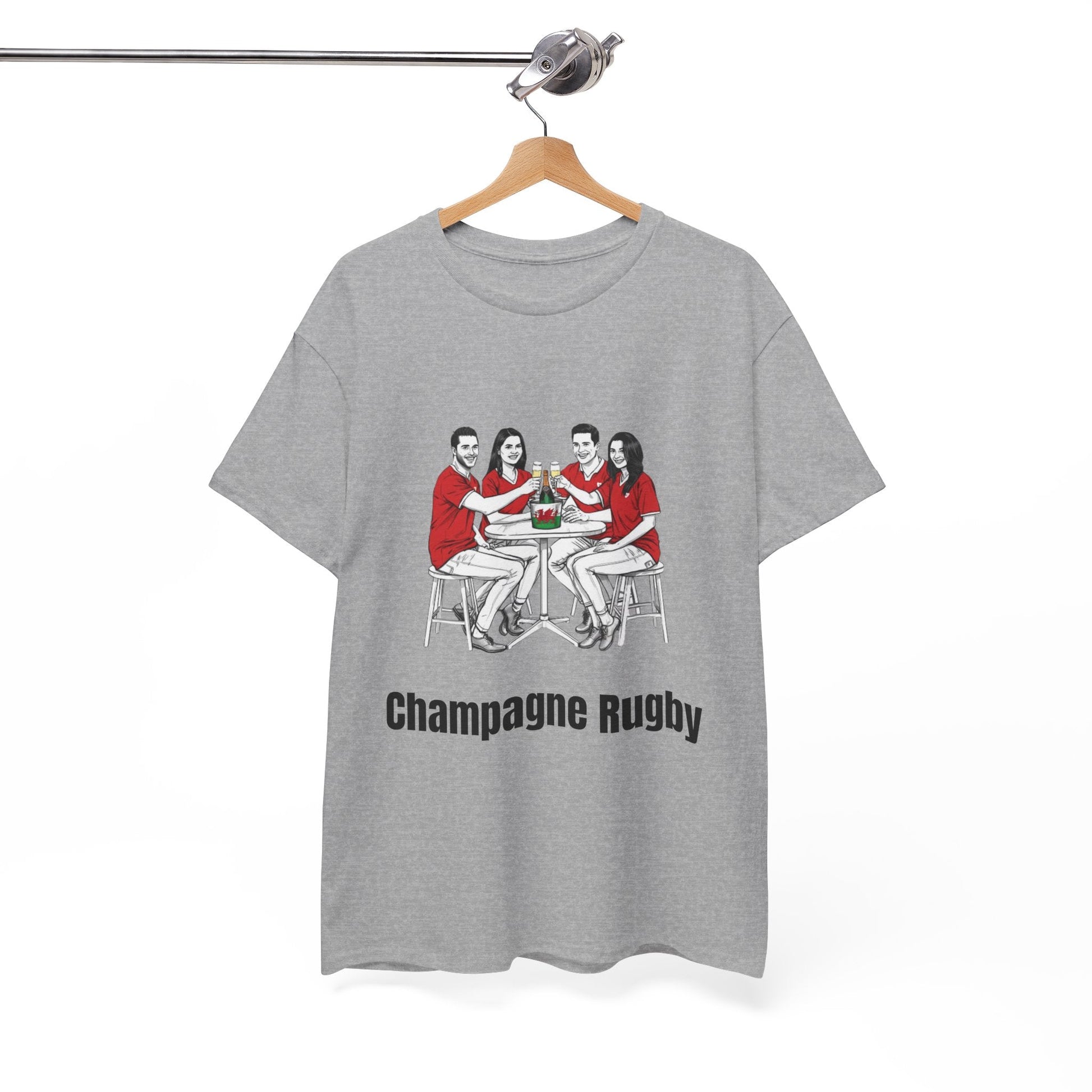 Champagne Rugby T-shirt - Six Nations Wales Fan Gift - Rugby & Beer