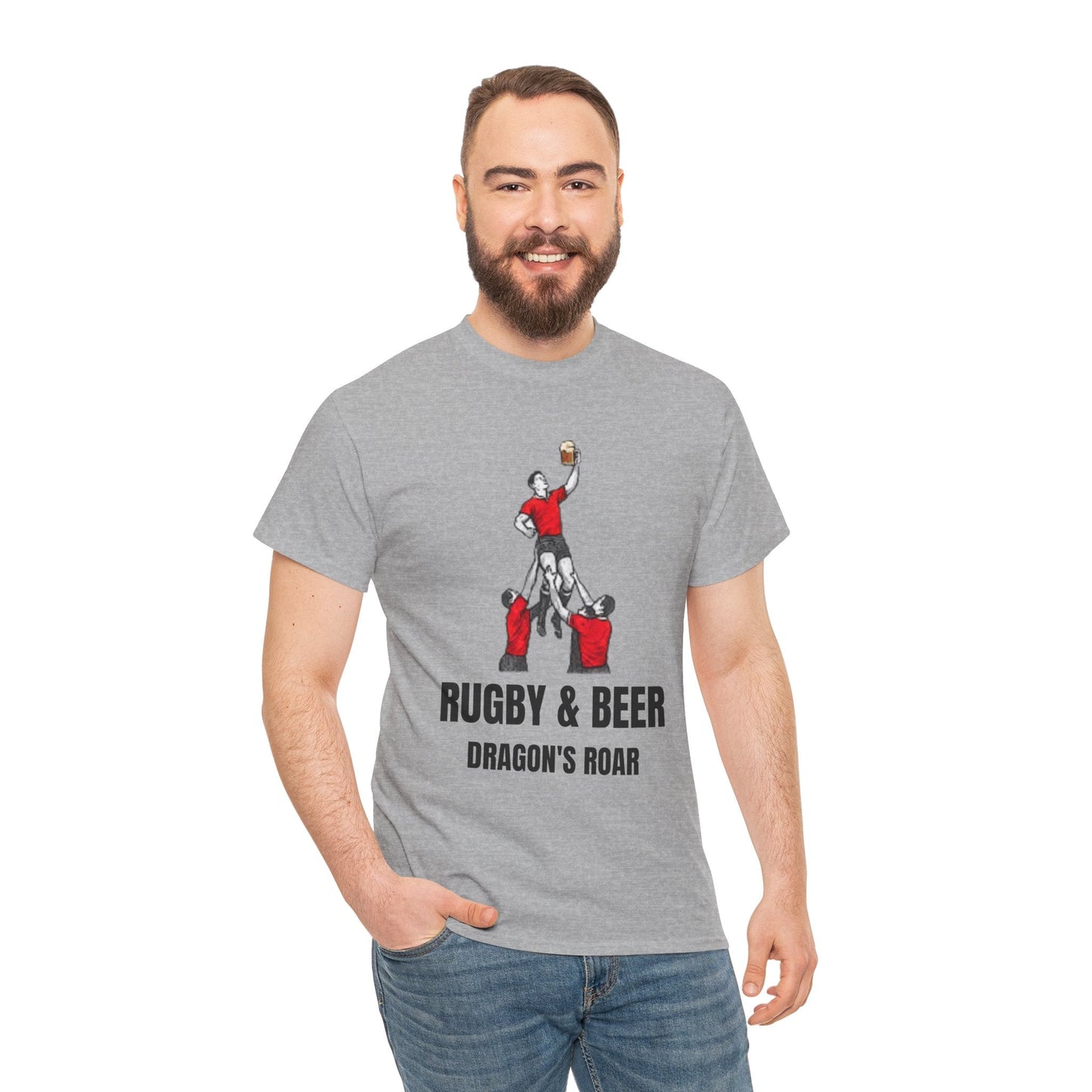 Dragon’s Roar Wales Rugby T-Shirt | Rugby & Beer Fan Tee - Rugby & Beer
