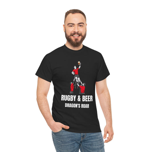 Dragon’s Roar Wales Rugby T-Shirt | Rugby & Beer Fan Tee - Rugby & Beer