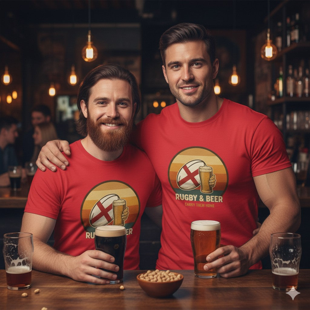 Vintage English Rugby T-Shirt | Rugby & Beer “Carry Them Home” – Funny England Rugby Shirt