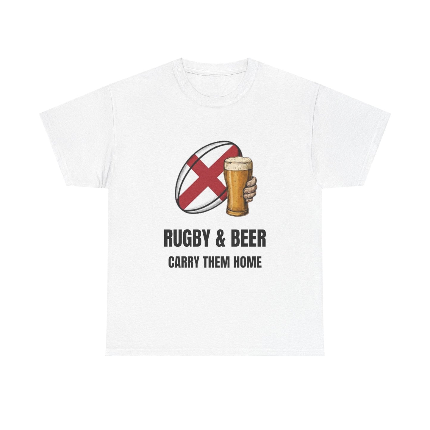 England Rugby & Beer T-Shirt - Carry Them Home Fan Tee | Match Day Apparel - Rugby & Beer
