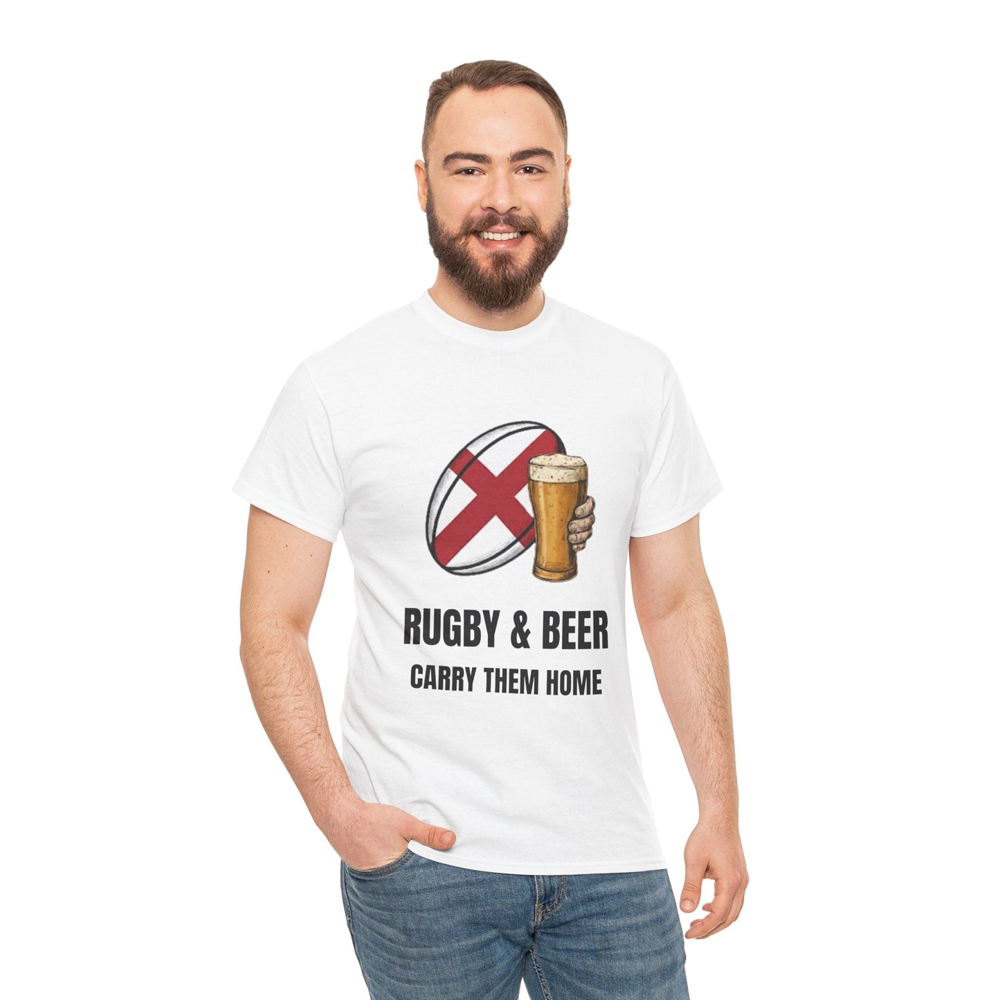 England Rugby & Beer T-Shirt - Carry Them Home Fan Tee | Match Day Apparel - Rugby & Beer