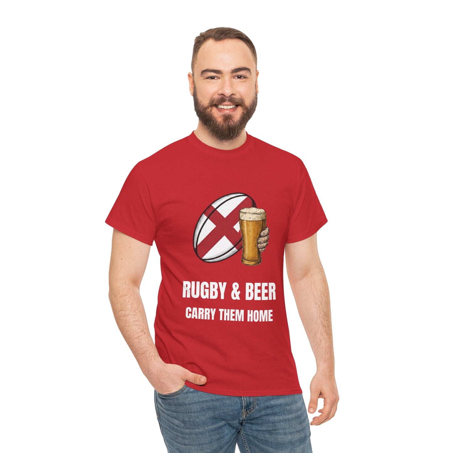 England Rugby & Beer T-Shirt - Carry Them Home Fan Tee | Match Day Apparel - Rugby & Beer