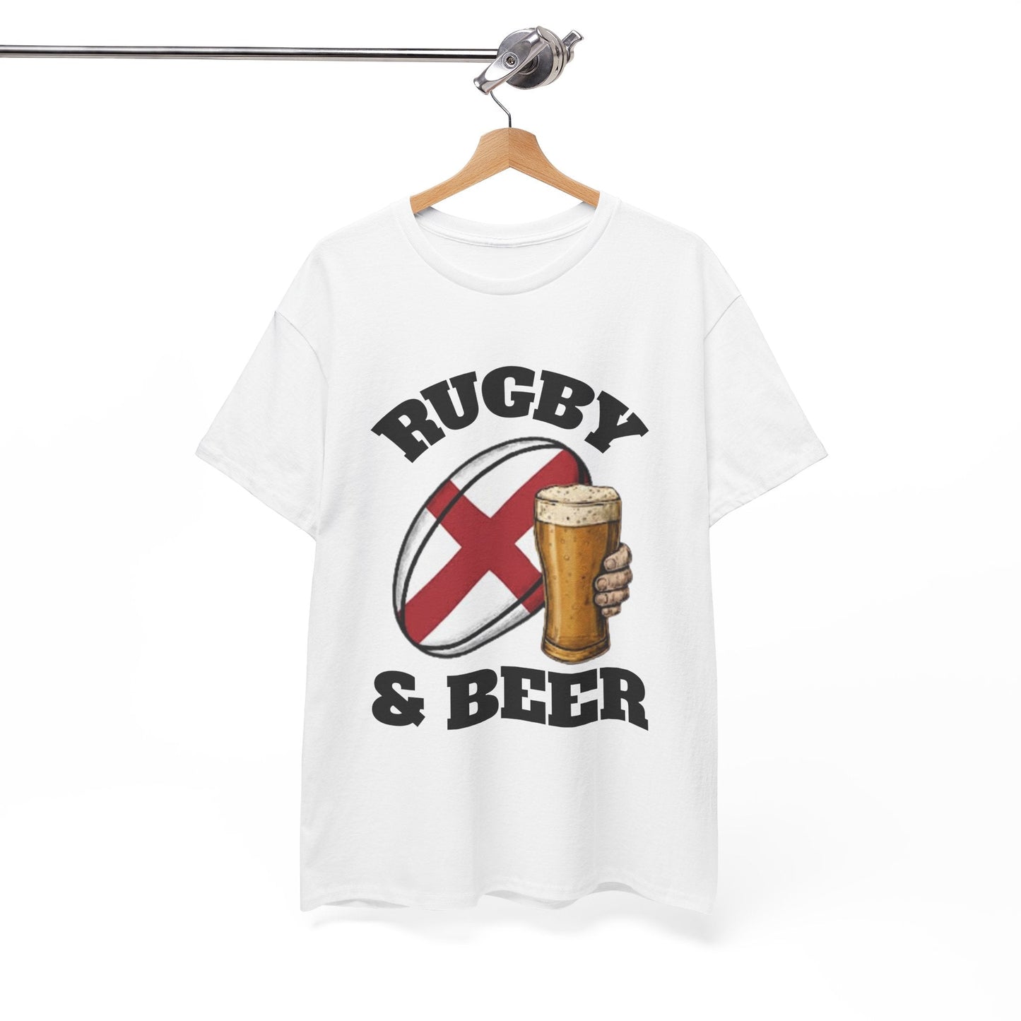 England Rugby & Beer T-Shirt – Perfect for Match Days, Gifts & Lads Trips - Rugby & Beer