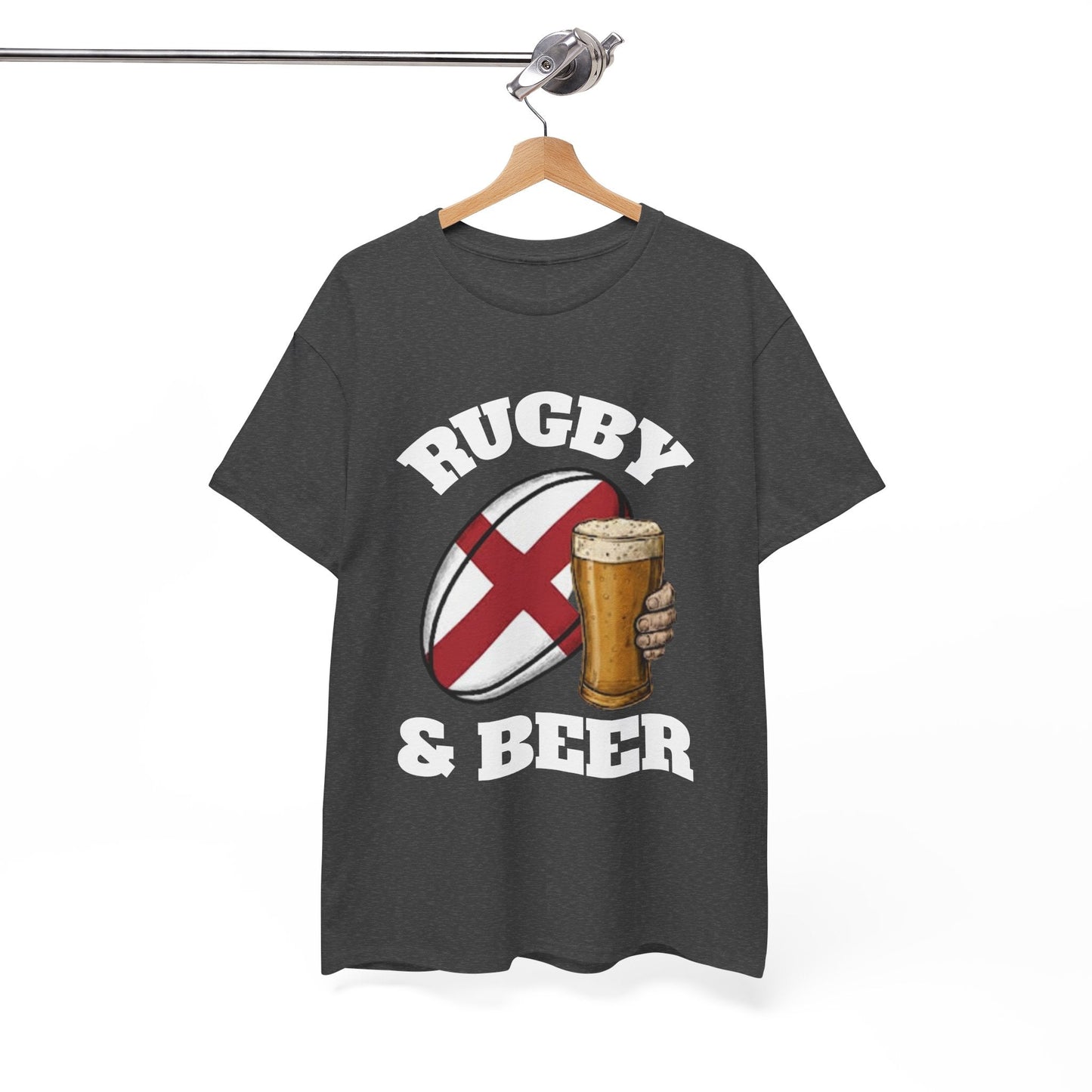 England Rugby & Beer T-Shirt – Perfect for Match Days, Gifts & Lads Trips - Rugby & Beer