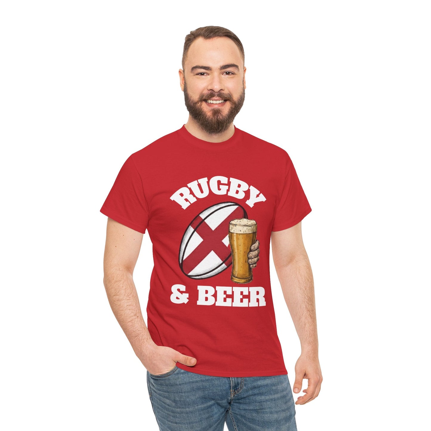 England Rugby & Beer T-Shirt – Perfect for Match Days, Gifts & Lads Trips - Rugby & Beer