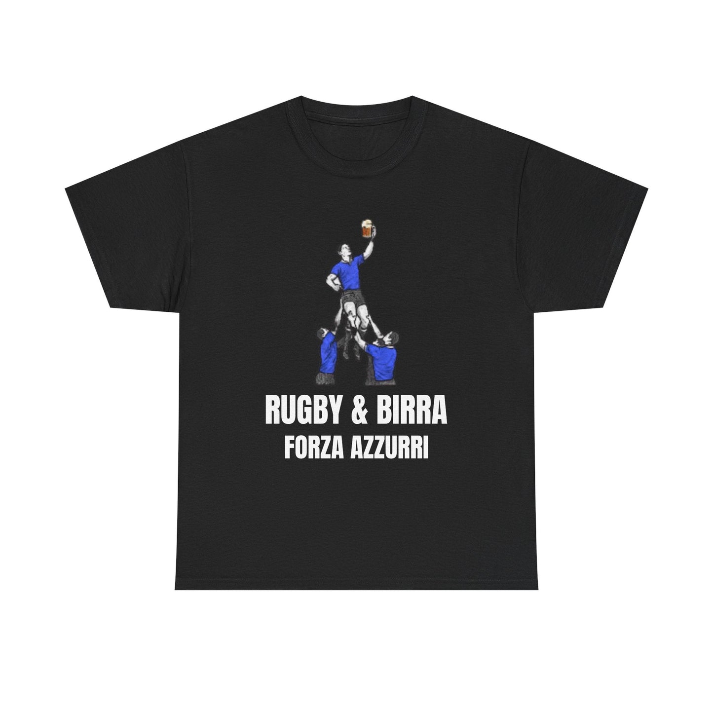 Forza Azzurri Italy Rugby T-Shirt | Rugby & Birra Fan Tee - Rugby & Beer