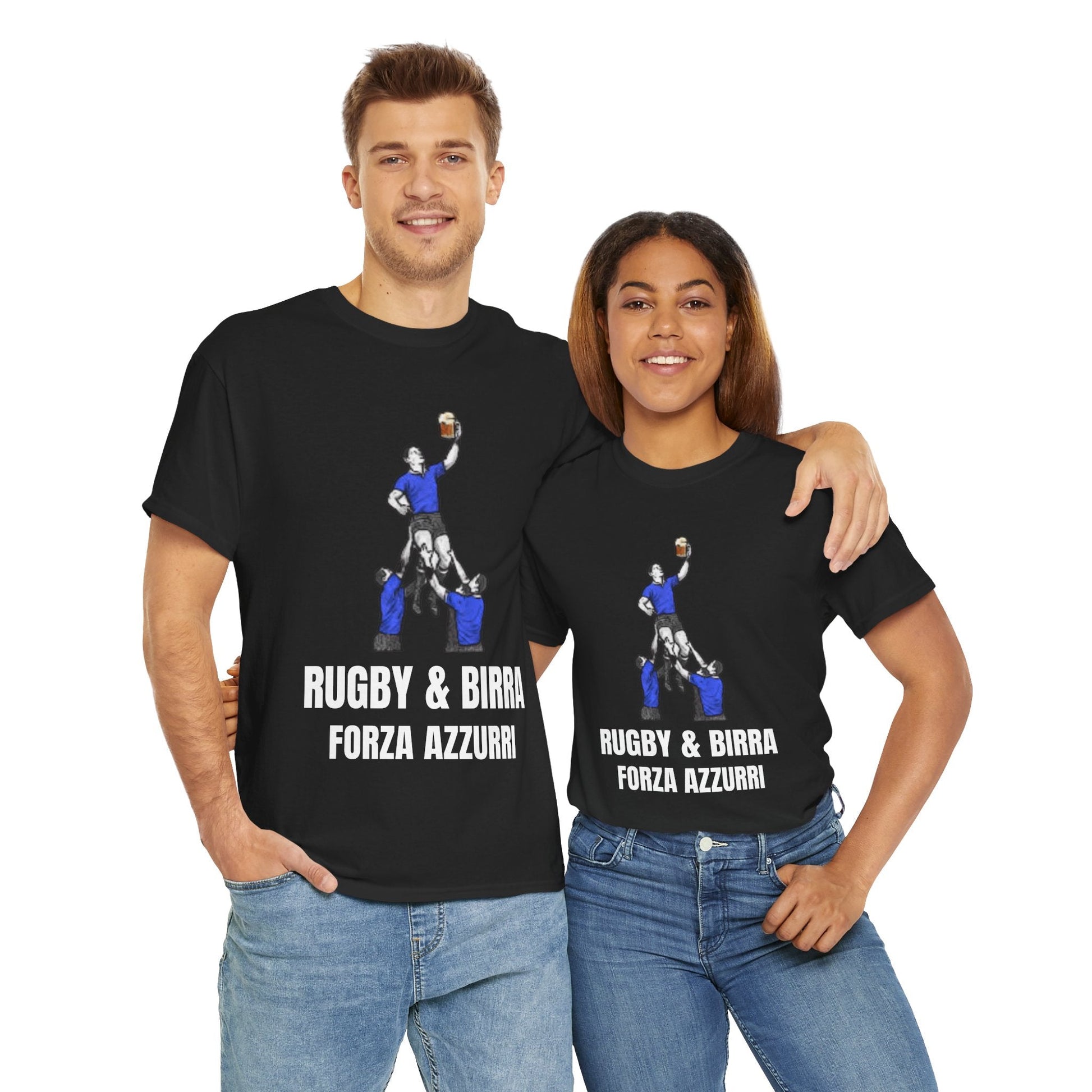 Forza Azzurri Italy Rugby T-Shirt | Rugby & Birra Fan Tee - Rugby & Beer